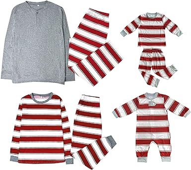 Family Matching Sets Red Horizontal Stripes Long-sleeve Pajamas