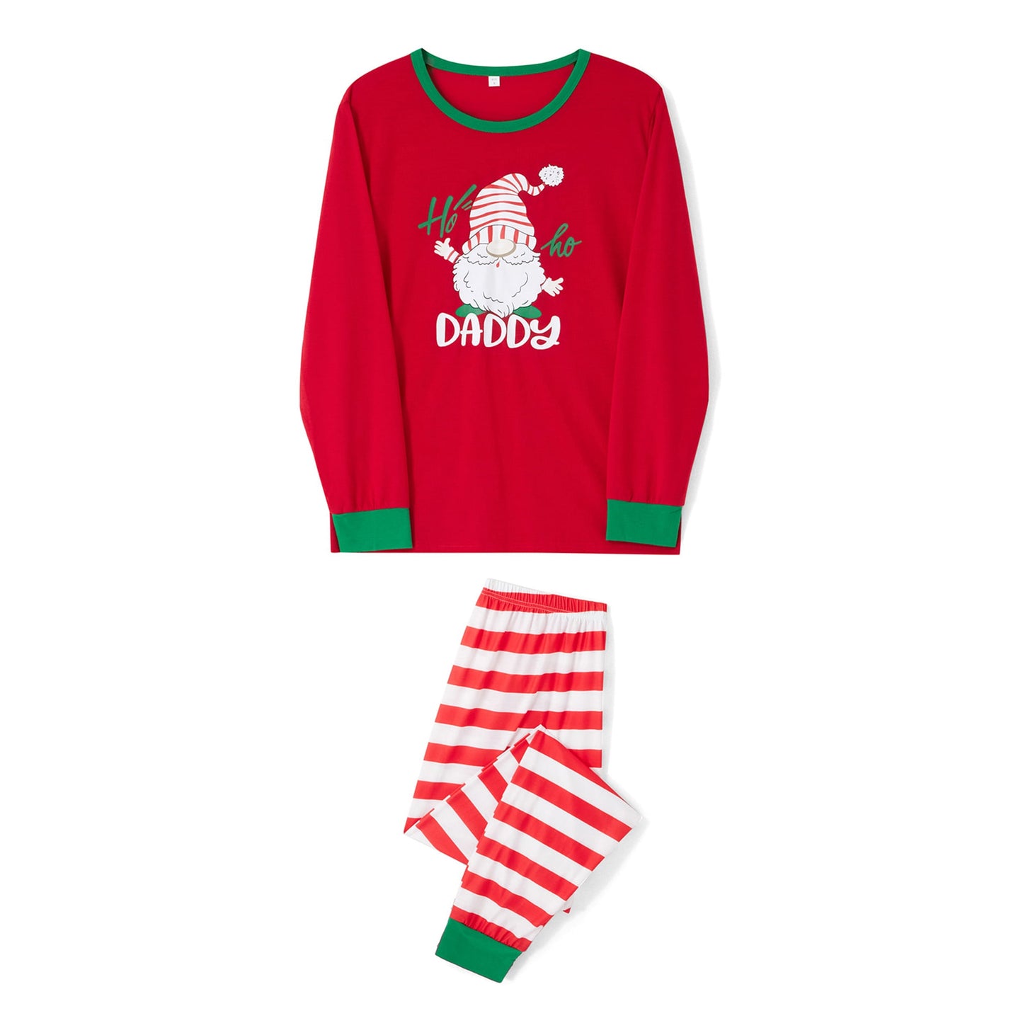 Matching Family Christmas Pajamas, Casual Santa Print Long-Sleeved Crew Neck Tops with Elastic Waist Stripe Trousers/One-Piece Baby Jumpsuit/Dog Clothes for Parent-child Holiday Party Wear